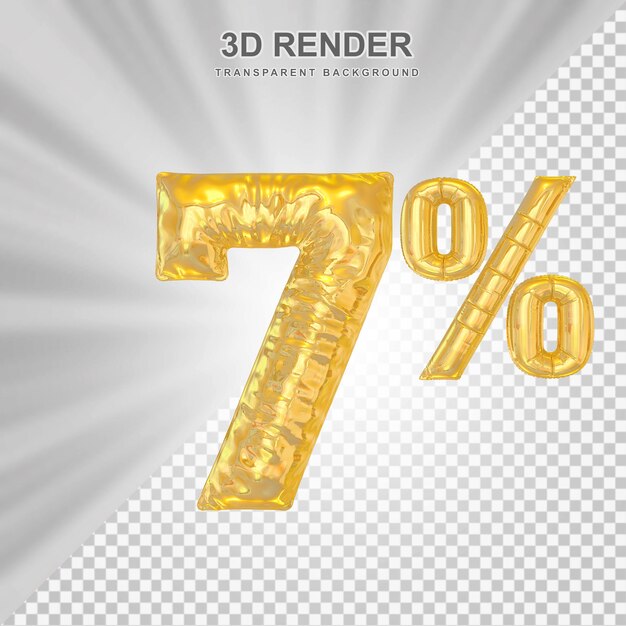 7 Prozent Angebot in 3D-Goldballon-Rendering