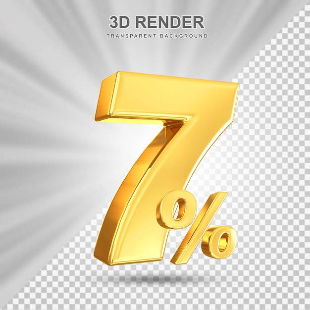 7 Prozent Rabatt-Angebot 3D-Gold-Rendering