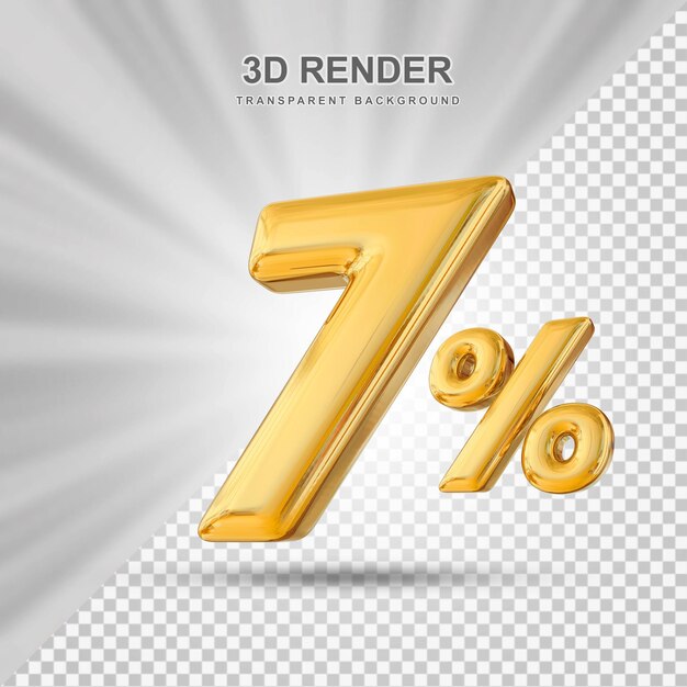 7 Prozent Rabatt Angebot Gold 3D-Rendering