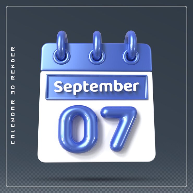 PSD 7 de septiembre calendario 3d render