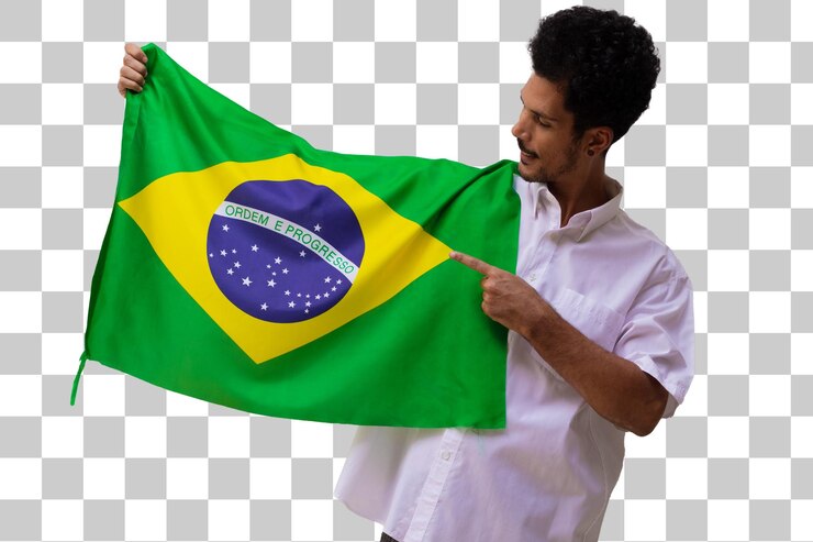 PSD 7 de septiembre día de la independencia de brasil el hombre negro sostiene la bandera brasileña aislada