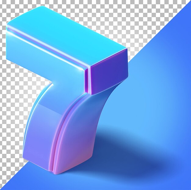 7 Siete Número 3D isométrico