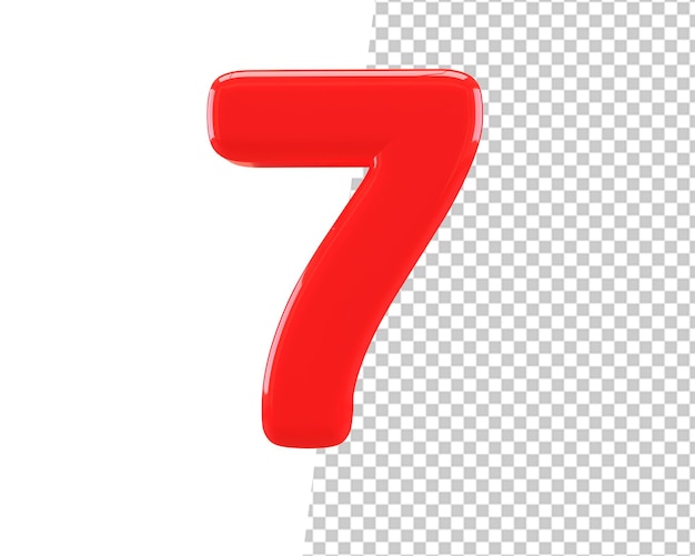 7 Zahlen roter Text 3D-Rendering