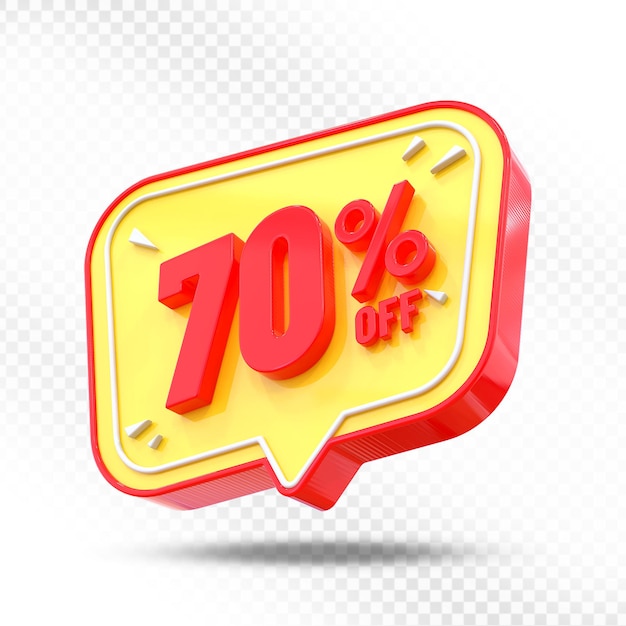 70 por ciento de descuento en la venta de etiquetas promocionales en 3D