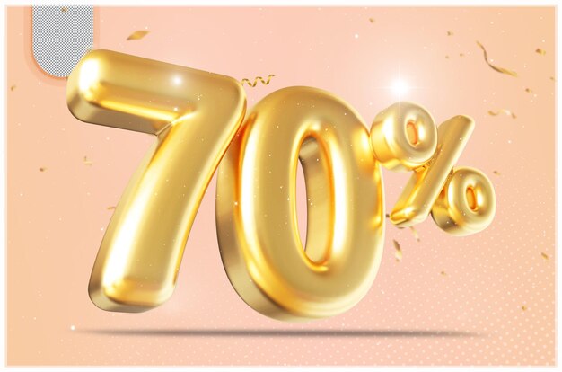 70 por ciento de descuento en la venta de oro Promoción de números 3D
