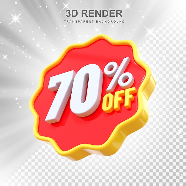 70 por ciento etiqueta de promoción 3D