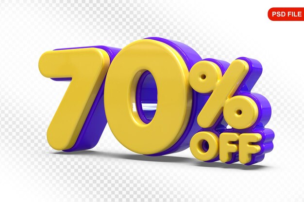 70 por ciento de oferta púrpura en 3D