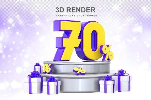 70 por ciento de promoción con regalo 3d