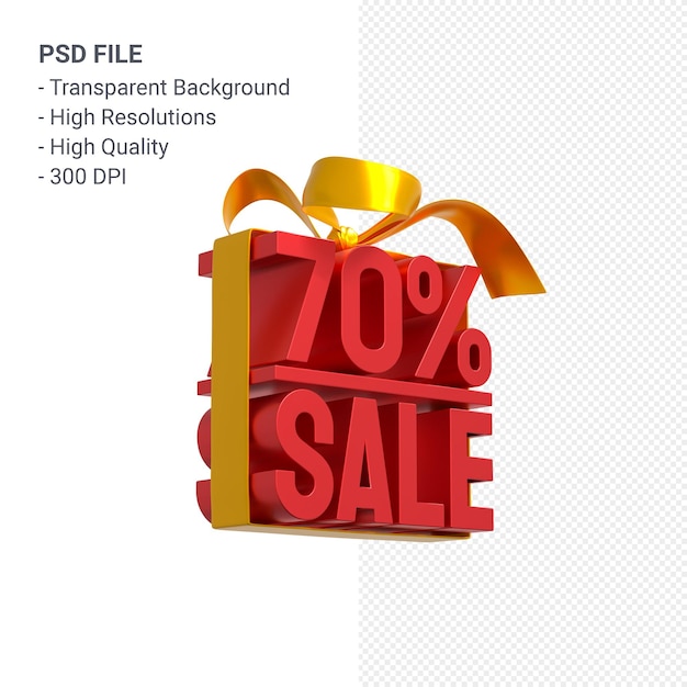 70% de venda com arco e fita design 3D