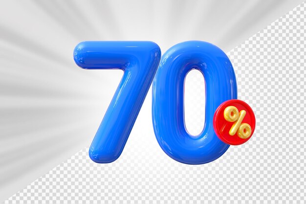 70% de descuento en el globo azul número 3D