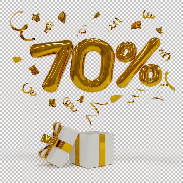 70 de descuento promoción venta globos dorados 3d con confeti y caja de regalo