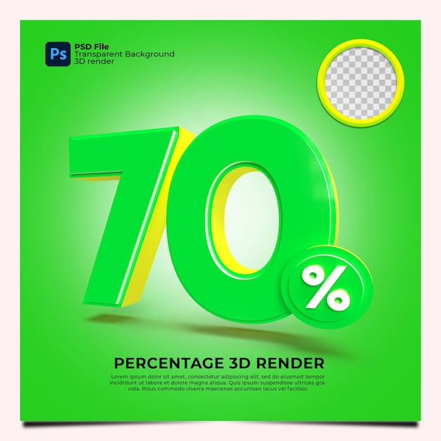 70 Percentuale 3D Render Green