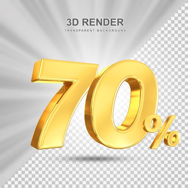 70 Prozent Rabatt-Angebot 3D-Gold-Rendering
