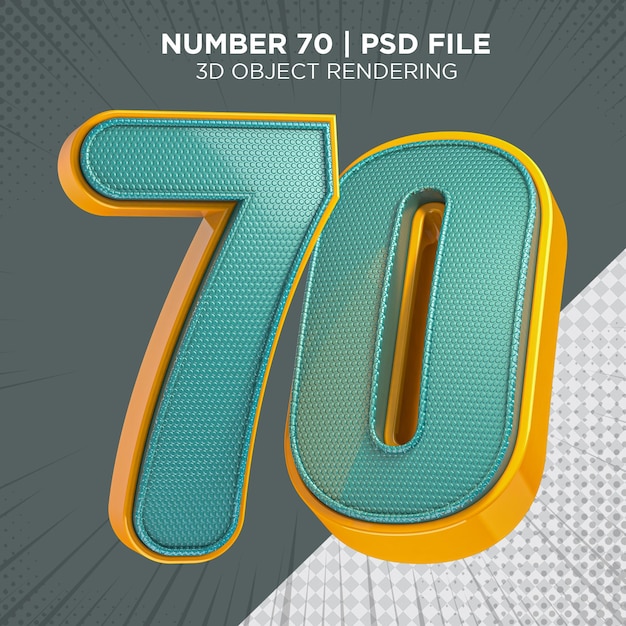 PSD 70 setenta número 3d renderizado aislado