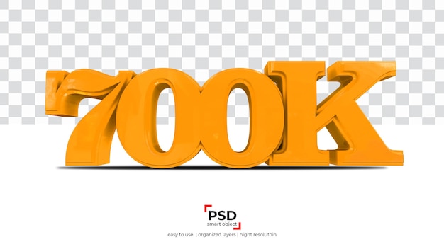 700k follower melhor renderização 3d em fundo de transparência