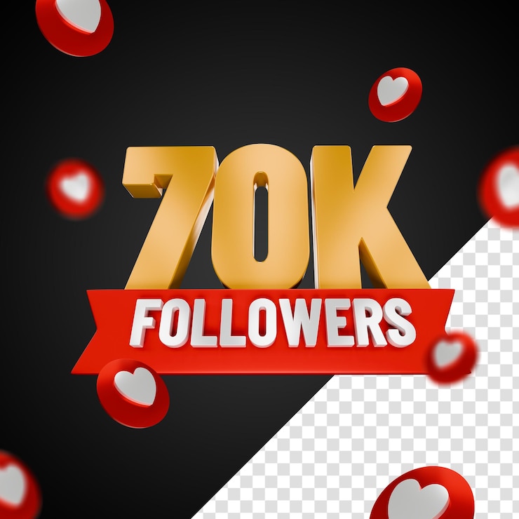 PSD 70k seguidores de redes sociales plantilla diseño póster