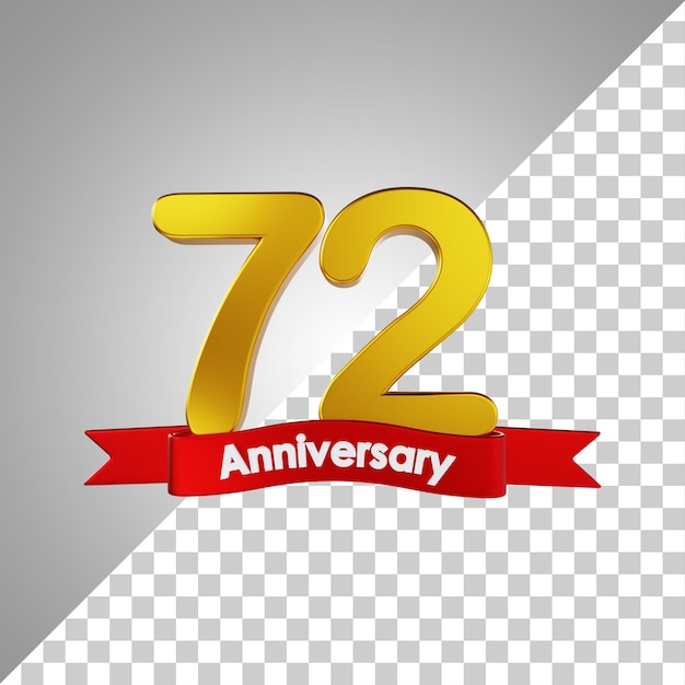 PSD 72 jahre happy anniversary nummer 3d-rendering