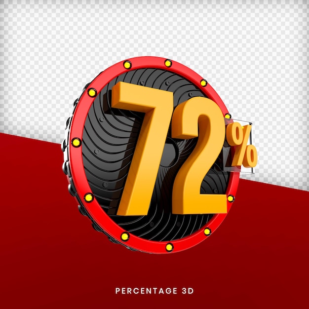 72 por cento 3d render psd premium