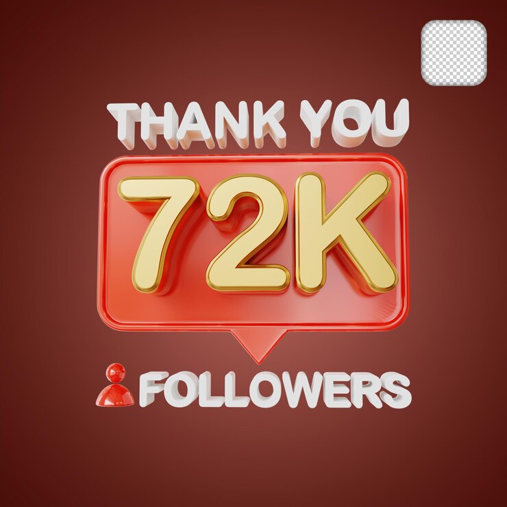 PSD 72k seguidores oro ilustración 3d