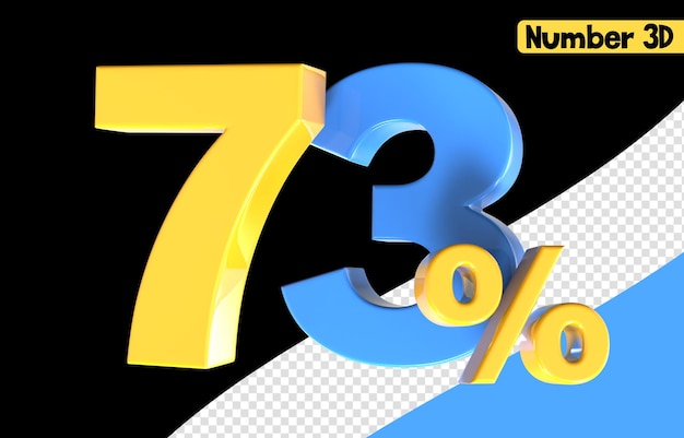 73 Nummer gelb mit blauem 3D-Rendering