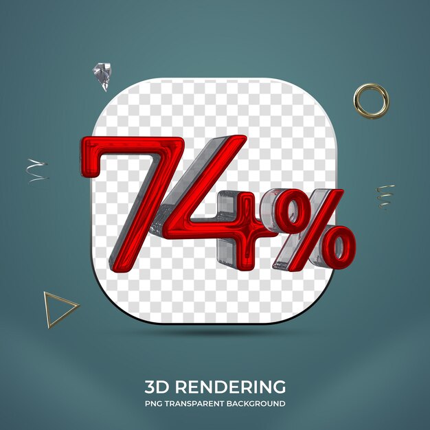 74 por ciento número 3d fondo transparente