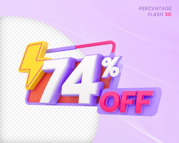 74 percento di sconto con elemento flash 3D Render Premium PSD