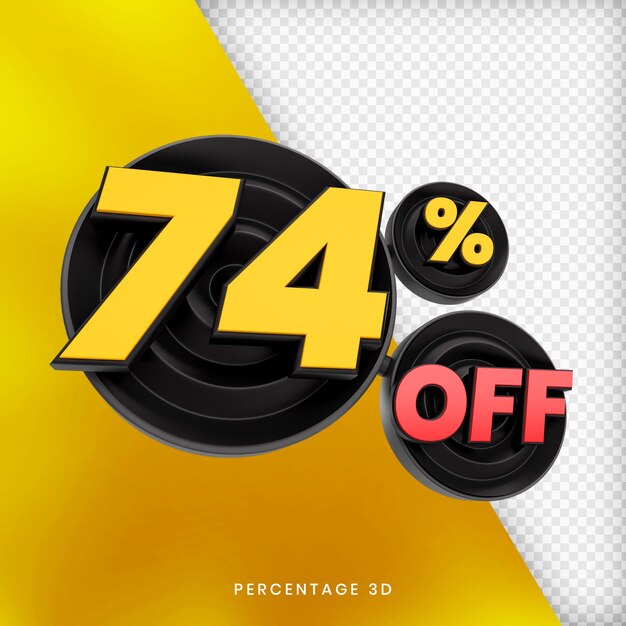 74 Percentuale di sconto sul rendering 3D isolato premium psd