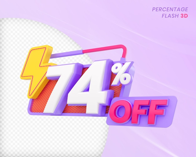 74% de réduction avec l'élément flash Rendu 3D PSD Premium