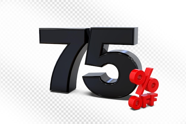 El 75 por ciento de descuento en la promoción de ventas en 3D negro