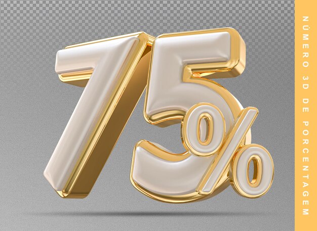 75 Número Porcentaje 3D Oro
