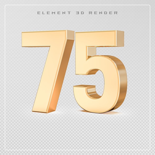 75 nummer golden 3d-rendering