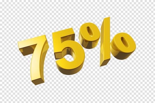 75 de oferta de descuento Ilustración 3D aislada sobre fondo transparente Tasa de precio promocional