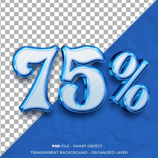 75% de la oferta de plantillas con texto de números personalizados con efecto de estilo 3D editable