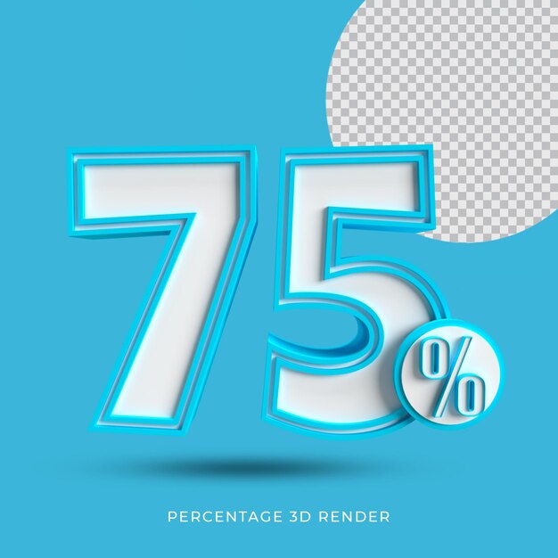 75 porcentaje 3D render color azul