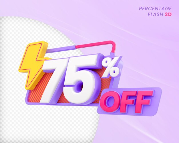 75 Prozent Rabatt mit Flash-Element 3D Render Premium PSD