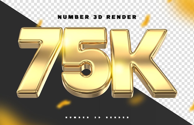 75K Golden Number 3D Render para las redes sociales