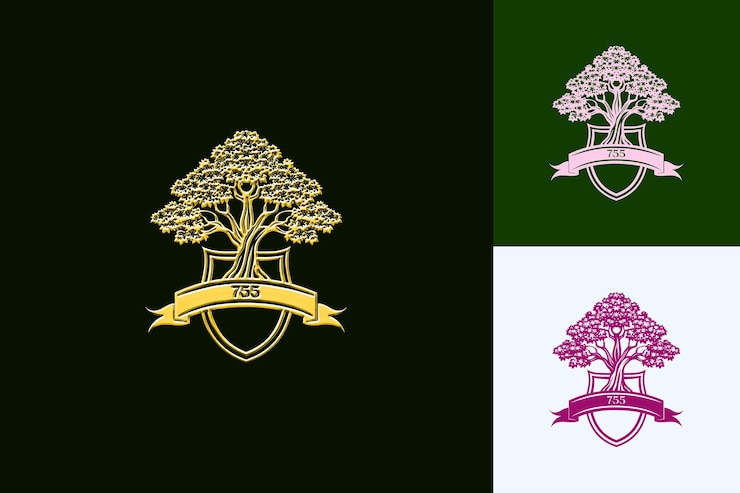 PSD 75o aniversário logotipo da família com uma árvore e um vector de desenho abstrato