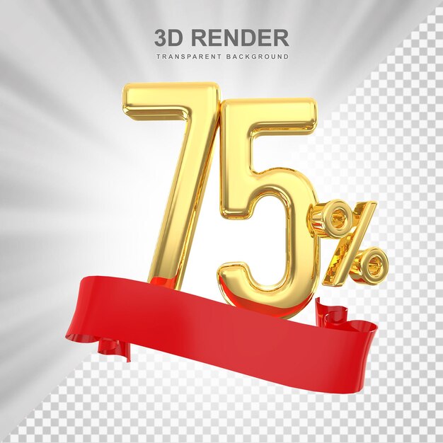 75percnet promoción fuera de venta renderizado en 3d