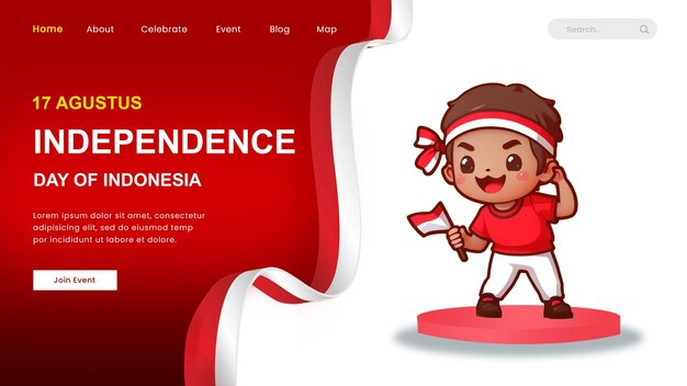 PSD 78 años 17 de agosto día de la independencia de indonesia pancarta bandera indonesia izando ilustración terus