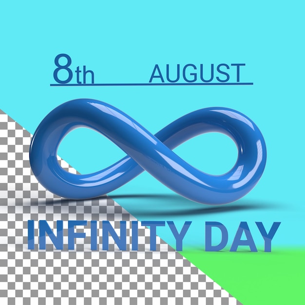 8 de agosto símbolo del día infinito representación 3d, ilustración 3d del icono del día de la conciencia del autismo.