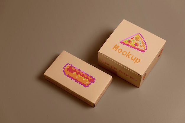 8-Bit-Pixel-Box-Verpackungsmodell-Design