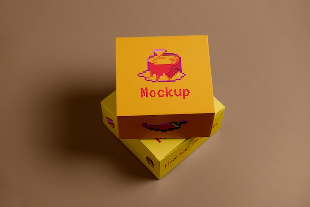 8-Bit-Pixel-Box-Verpackungsmodell-Design
