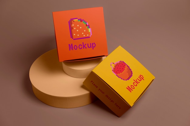 8-Bit-Pixel-Box-Verpackungsmodell-Design