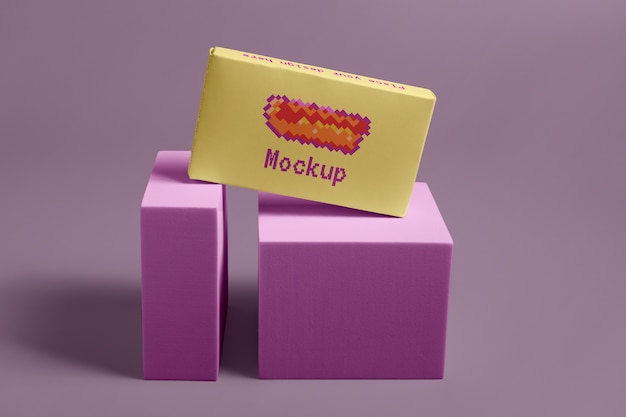 8-Bit-Pixel-Box-Verpackungsmodell-Design
