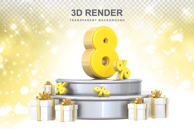 8 por ciento de promoción con regalo 3d