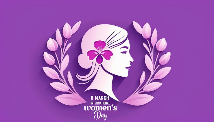 PSD 8 de marzo día internacional de la mujer con plantilla de diseño de tarjetas de felicitación tipográficas