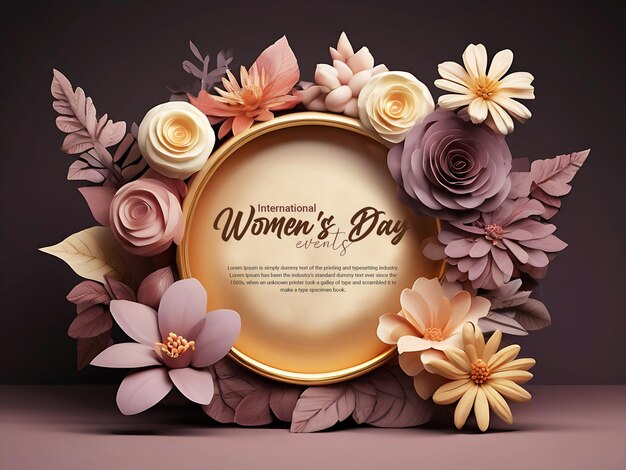 8 marzo Happy Womens Day banner sui social media con ornamenti floreali