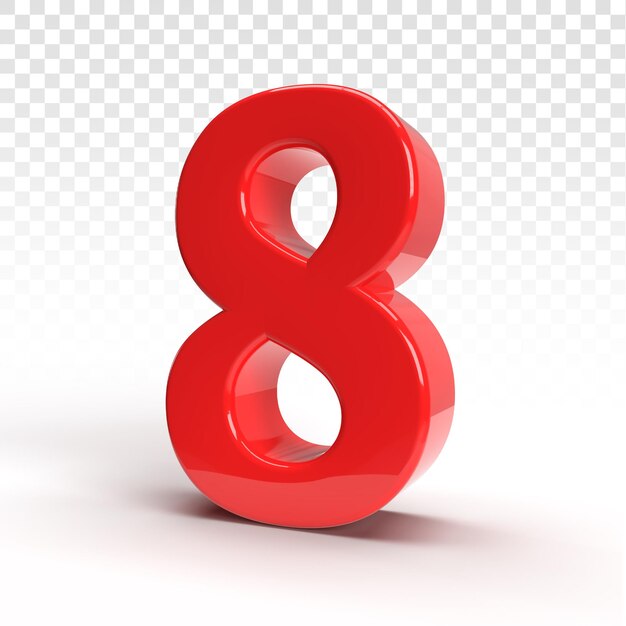 8 numero 3d rosso