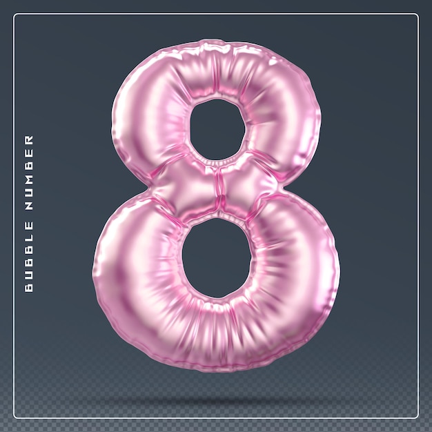 8 numero bolla rosa 3d illustrazione