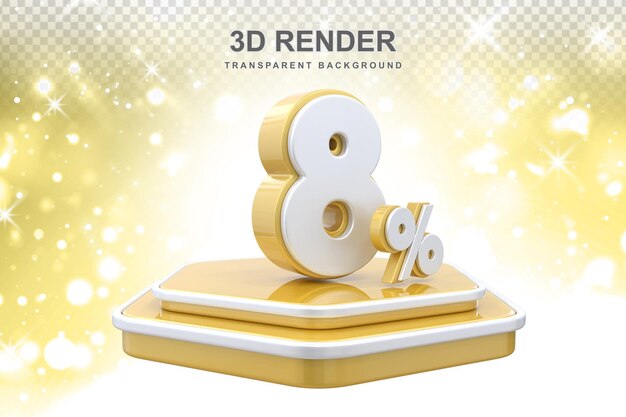 8 Porcentagem de Promoção Podium 3d Render